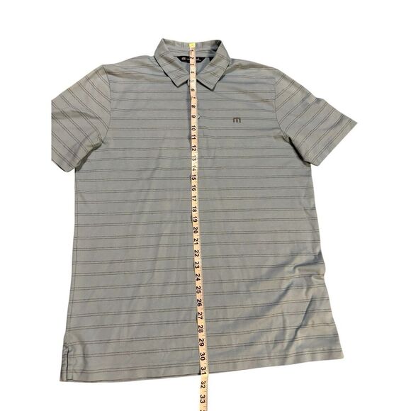 Travis Mathew Polo Shirt Two Tone Blue Stripes‎ Size Large Golf Dad Colorful - Picture 7 of 8